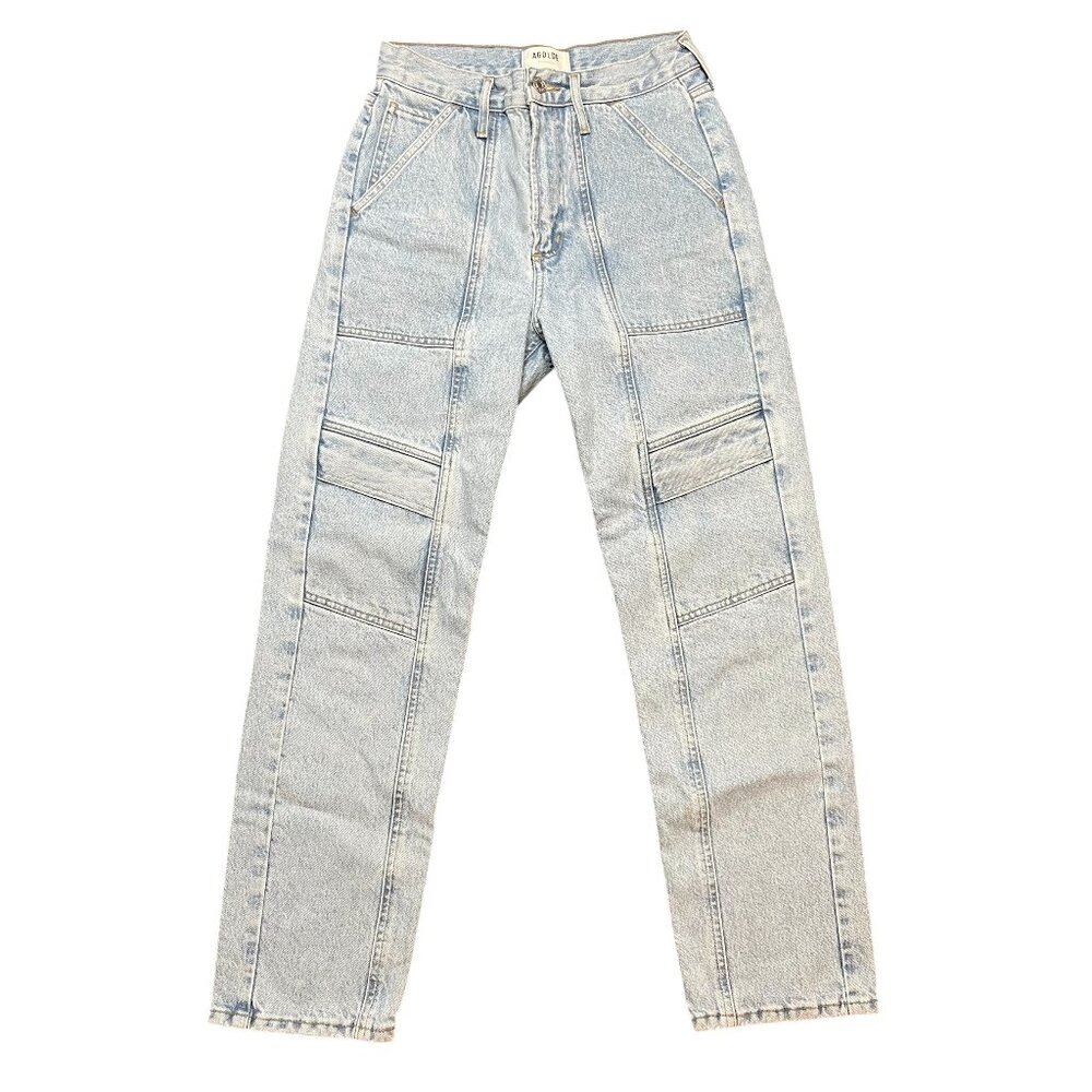 Agolde Cooper Cargo Pants in Rank Womens Size 24 Jeans Blue Light Wash Denim